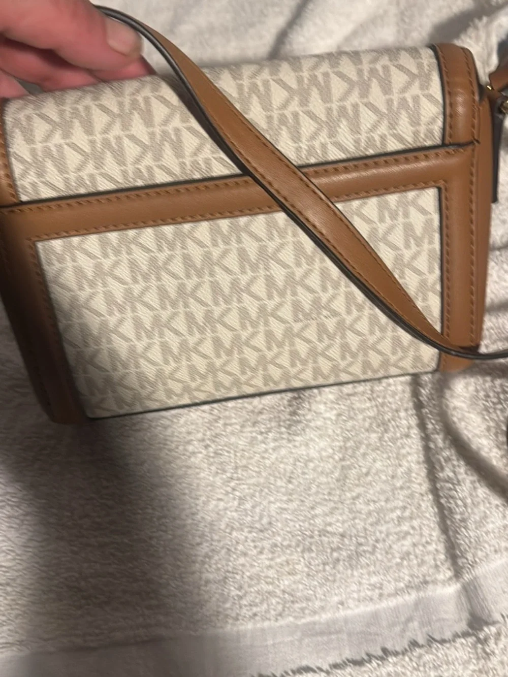 Michael Kors Beige & Brown Signature MK Crossbody
